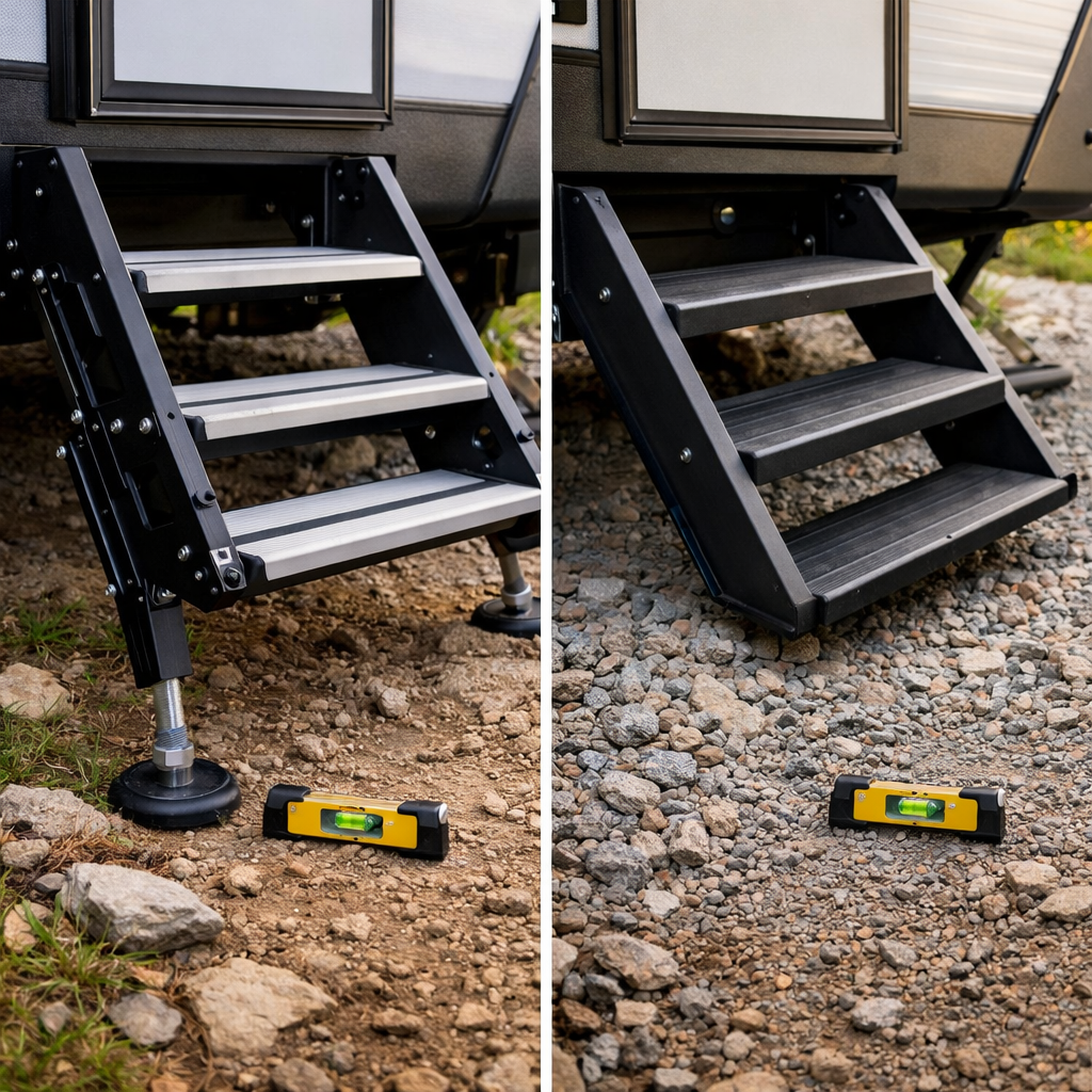 Adjustable vs. Solid RV Steps: Which Handles Uneven Terrain Best?